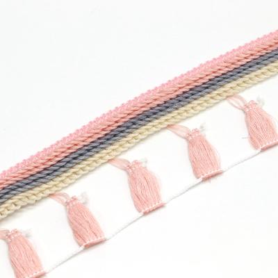 China COOMAMUU Viable Lace Ribbon Tassel Fringe Ethnic Pom Pom Trim Cotton Tassel Braid For Home Sewing Curtain Trim Decoration Fabric DIY for sale