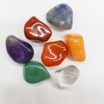 China China Hot Sale Tumbled Crystal And Gems Healing Quartz Tumbled Meditation Crystal 7 Chakra Stone Stone Set for sale