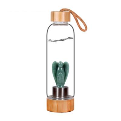 China Natural Green Aventurine Angel Infused Crystal Water Bottle China 550Ml Reiki Healing for sale