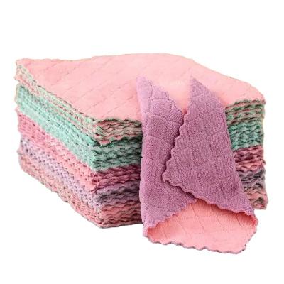 China Wholesale Viable Anti-Grease Glass Kitchen Dish Cleaning Cloths Wiping Rags Towels Coral Fleece Household Dish Towels Tools for sale