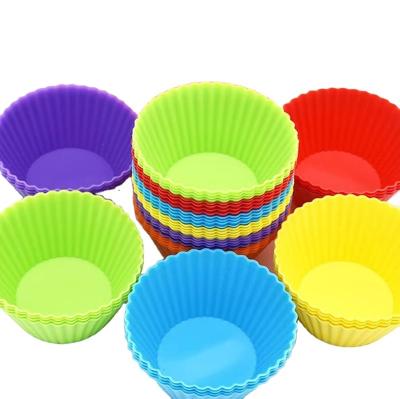 China Sustainable Reusable Silicone Cupcake Baking Cups 12 Pack Non-Stick Reusable Muffin Cupcake Liners Holders Set For Party Pastry Muffin Molds for sale