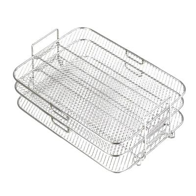 China Easily Clean Air Fryer Racks with Skewer Grill Steamer 304 Stainless Steel Storage Food Grade Rack for Air Fryer Accessories for sale