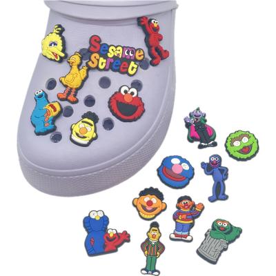 China New Style Sesame Street Charm Clog Soft PVC Shoe Lace Charms Clogs Shoe Decorations For Shoe Accessories Wristbands for sale