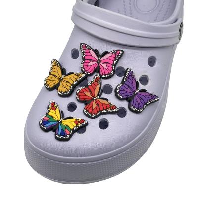 China Custom Designer Pvc Charm Accessories Clog Charm For Croc Charm Shoes Butterfly Shoe Lace Charms for sale