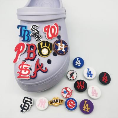 China Wholesale Hugger Charm Baseball Designs MLB Shoes Decoration LA Shoe Charms Houston Soft PVC Decoration Charms for sale