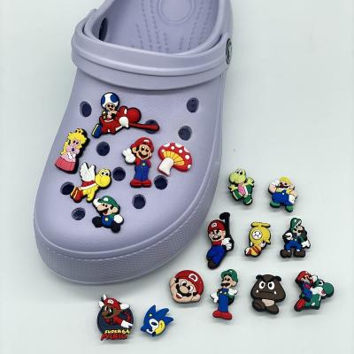 China Hoop Charm Wholesale SUPER MARIO PVC Shoe Accessories Shoe Charms For Cartoon Hoop Charms Kid Gifts for sale