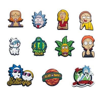 China Custom Wholesale Soft Rubber Hobble Charm Rick Morty Factory PVC Logo Shoe Decoration For Hoop Fang Charms for sale