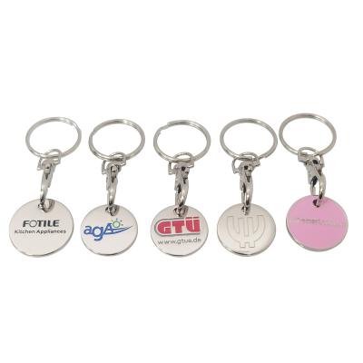 China Promotion Custom LOGO Soft Enamel Souvenir Gifts Die Casting Metal Key Ring Supermarket Shopping Cart Chip Key Chain Trolley Token Coin Key Chain for sale