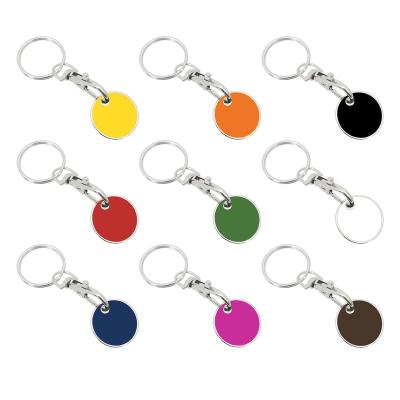 China Promotion Custom LOGO Soft Enamel Souvenir Gifts Die Casting Metal Key Ring Supermarket Shopping Cart Chip Key Chain Trolley Token Coin Key Chain for sale