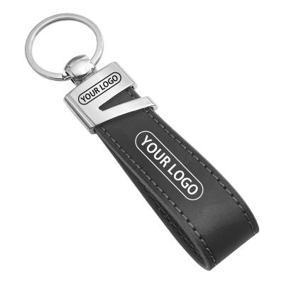 China Durable Personalized PU Leather Key Chain Faux White Sublimation Laser Engraving Logo Luxury Custom Car Holder Ring Leather Key Chain for sale