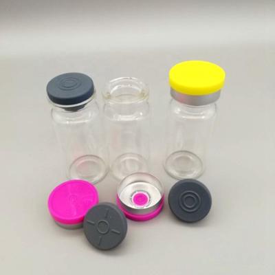 China Non Spill 20mm Rubber Stopper With Aluminum Cap For Glass Injection Vial for sale