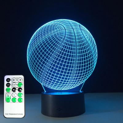 China NBA 7 Smart Light Color Wholesale Control Sensor Night Light Basketball 3D LED Flashing Remote Control Lamp for sale