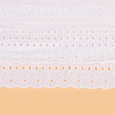 China Wholesale Breathable Embroidered White Embroidered Cotton Eyelet Lace Fabric Cotton Fabric For Dress for sale