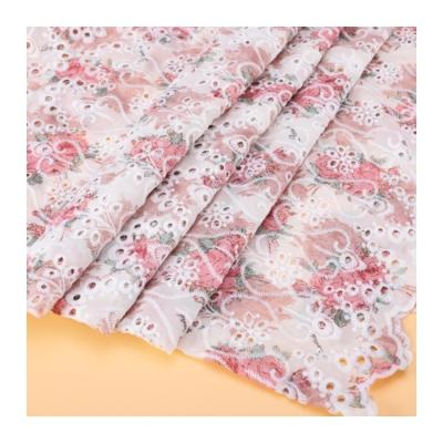 China Breathable Hot Selling Custom Polyester Printed Hole Cloth Cut Out Embroidered Fabric for sale