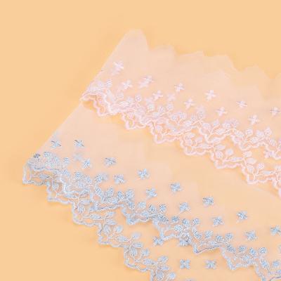 China Large Quality Trim Lace Mesh Cotton Tulle Lace Tape Anti-Static Soft Lace Decoration Large Trim Lace Embroidery for sale