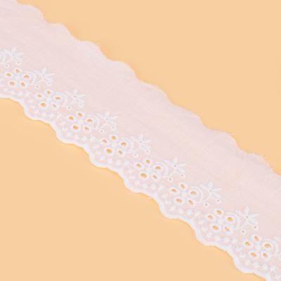 China Other Customized Cotton Lace Trim Hollowing Out Cotton Lace Fabric 100% Cotton For Wedding Dress, Children's Dressing, Accessories for sale