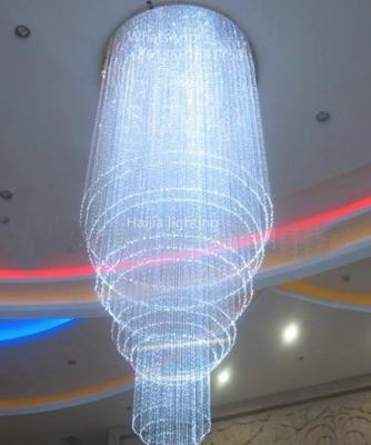 China Modern Hotel Project Large Customized Colorful Led Crystal Fiber Optic Crystal Chandelier Pendant Light for sale