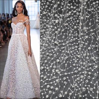 China DELACE handmade unique nail bead and nail drill mesh fabric lace beautiful with beads for weddingdress for sale