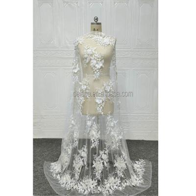 China 3D DELACE 3D flower embroidery lace fabric for wedding dress and evening dress for sale