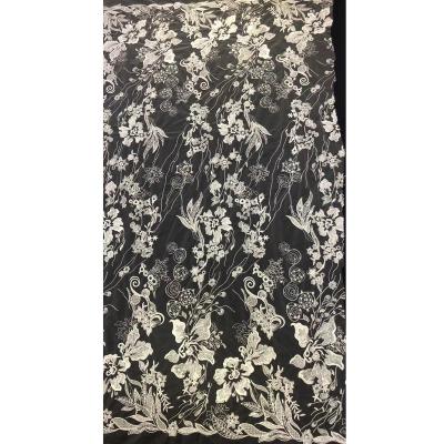 China DELACE Sustainable Bridal Embroidery Sequin Lace Up Fabric For Wedding Evening Dress for sale