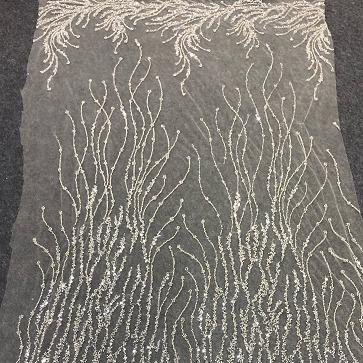 China DELACE Viable bridal pearls sequins lace up fabric bridal weddingdress lace up fabric for custom designer for sale