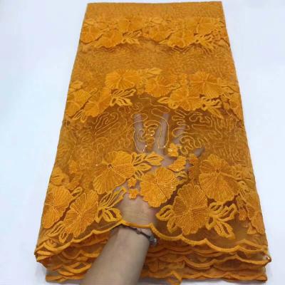 China Handmade Colorful African Floral Guipure Voile Lace Fabric African Nigerian Sequin Embroidery Lace Fabric Factory Direct DELACE Lace Fabric for sale