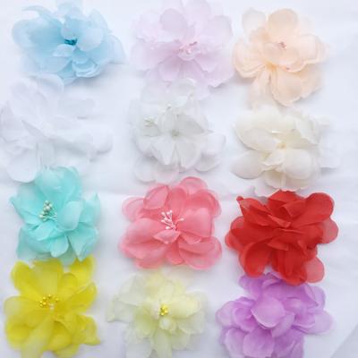 China DELACE handmade colorful 3d flowers mesh gauze fabric lace for weddingdress accessories for sale