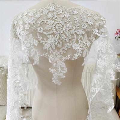 China DELACE Handmade Delicate Floral Embroidery Textured Lace Trim Panels Beauty Accessories For Bridal Weddingdress for sale