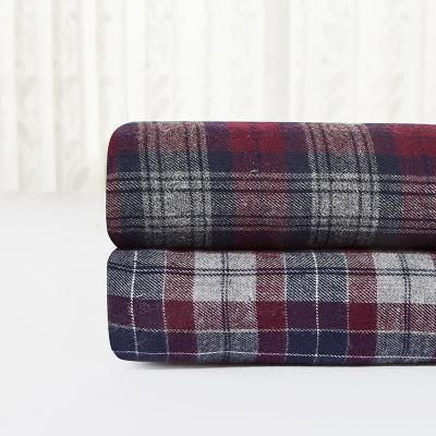 China Hot Sale Mens Organic Shirt Fabric 100% Cotton Yarn Dyed Woven Flannel Fabric for sale