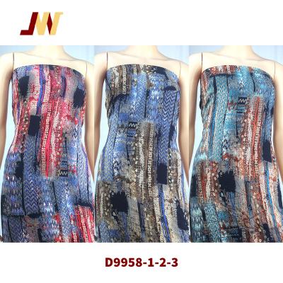 China Plain 30S Rayon Viscose Digital Discharge Printed Challis Fabric Ready Goods Stock D9958 for sale