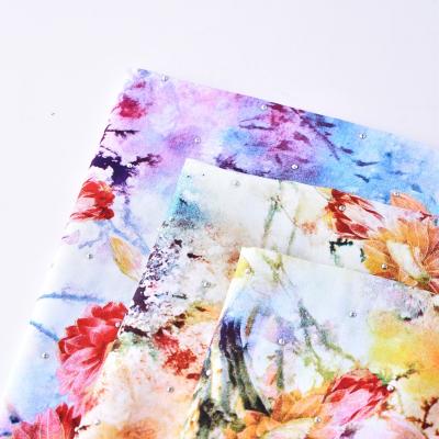 China Popular Design Anti Pill Viscous Viscous Viscous Viscous Rayon Fabric 45S Semi-digital Print Viscose With Stone for sale