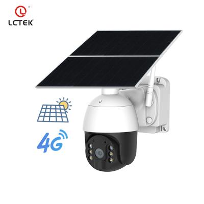 China Motion Detection LCLCTEK 24 Hours Continuous Recording 4G Solar PTZ Camera 1080P Battery Solar Powered Full Color Outdoor CCTV Camera for sale