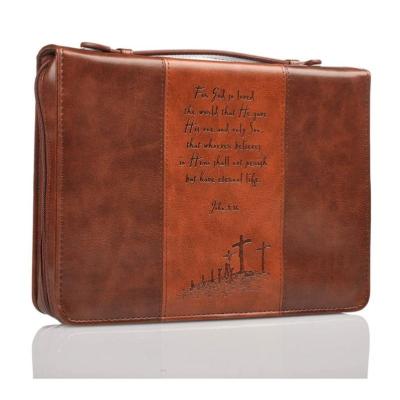 China Classic Quality PU Fabric Vintage Travel Book Holder Durable Lightweight Leather Bible Cover for sale