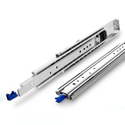 China 225kg 76mm industrial lock in lock out telescopic drawer slide rail heavy duty full ball bearing extension for sale