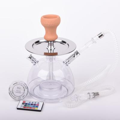 China Smooking Shisha Amazon Best Selling Modern Round Double Hole LED Light Acrylic Multicolor Hookah Set With Shisha Accessories for sale