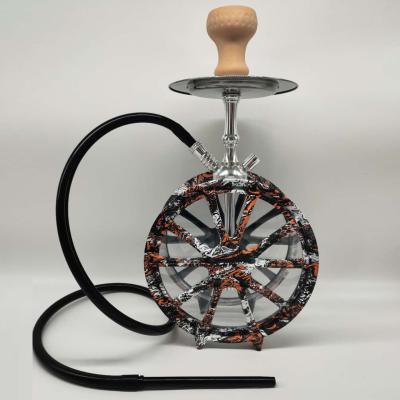 China New Design Smooking Shisha Round Two Hose Hookah Arabic Shisha Hookah Set With LED Light Accessories Smoking Gift for sale