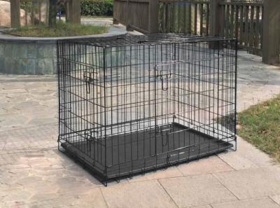 China 24'' Black Powder Coated Wire Mesh Small Size Dog Kennel  with ABS Plastic Tray with One door/Two door/Three door for sale