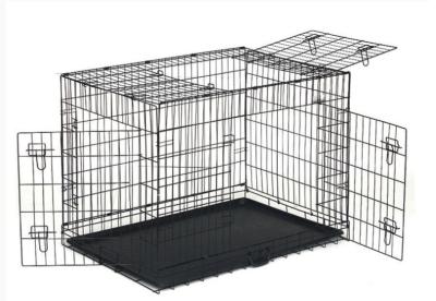 China 30'' Black Powder Coated Wire Mesh Small Size Dog Kennel  with ABS Plastic Tray with One door/Two door/Three door for sale