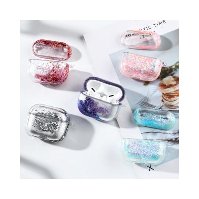 China Cartoon Glitter Case Designed For Airpods Pro Airpods Pro 2 1 Girls Durable Quicksand Floating Cover Cute Clear Carrying Case for sale