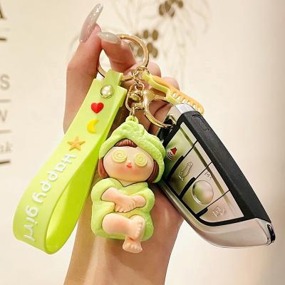 China Beautiful stylish spa hand-painted keychains women key chain bag charms beauty purse car key cartoon wrist strap hanging ice cream for sale