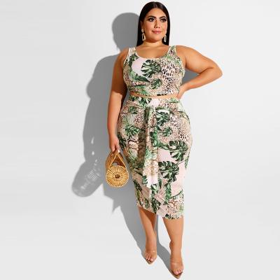 China M3770 Viable - Women's Casual Printed Sleeveless Camisole and Skirt 2 Piece Set Plus Size for sale