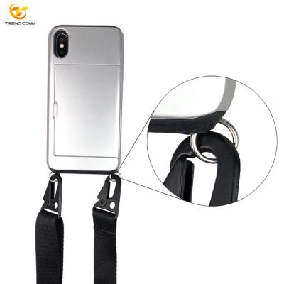 China Anti-drop 2 in 1 Handy Hard Chain PC TPU Phone Case with Detachable Nylon Collar Strap Rope for iPhone X XS 11 12 for sale