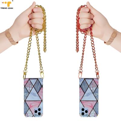 China Protector & Newest Decoration Amazon Phone Chain Cross - Body Necklace String Sling Lace IMD Cell Phone Case Strap For iPhone 11 12pro Max for sale