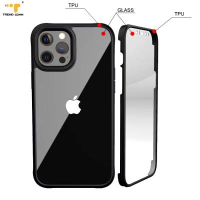 China Hottest Anti-drop For iPhone 12 360 Full Coverage Glass Protective Anti-dust Hard Slim Clear TPU Shockproof Case for sale