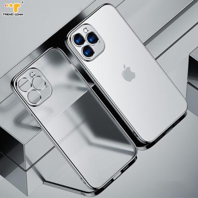 China Shockproof Wholesale Cell Phone Accessories Luxury Square Precise Plating TPU Camera Lenses Case For iPhone 11/12/13 for sale