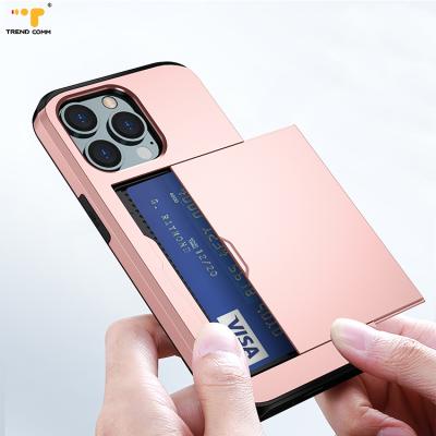 China Newest Anti-fall Wallet and Hard Shockproof Universal TPU PC Phone Case 2 in 1 for iPhone13 Pro Max Phone Case for sale