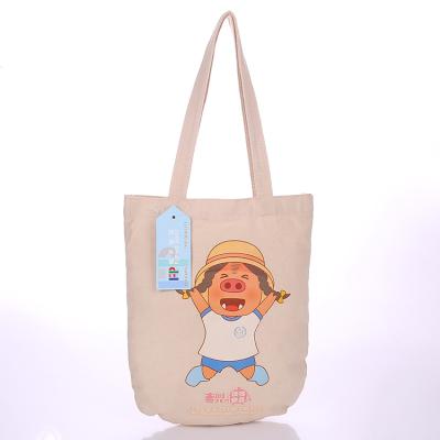 China Wholesale Reusable Cartoon Handled Pictures Magnet Buckle Cotton Canvas Shopping Bag for sale