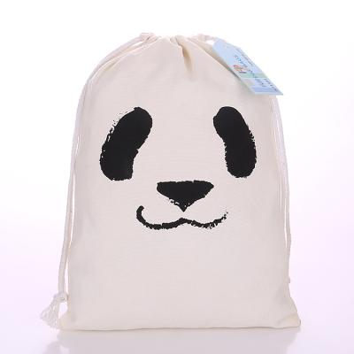 China Custom Pattern Panda Print Cotton Drawstring Canvas Handled High Quality Durable Bag for sale