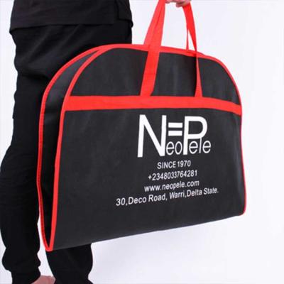 China Luxury Printed Wedding Woven Tote Men's Clothing Storage Suit Eco-Friendly Garment Bag With Pocket for sale