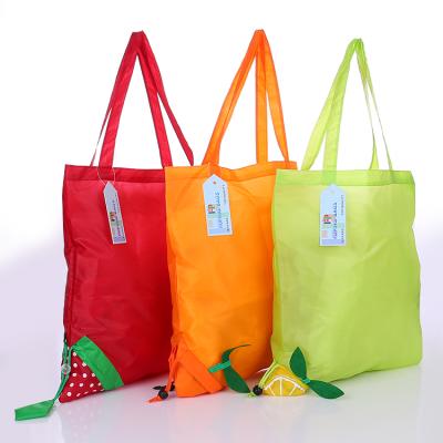 China Wholesale Customized Fruit Printing Polyester Nylon Handled Folding Shopping Bags for sale